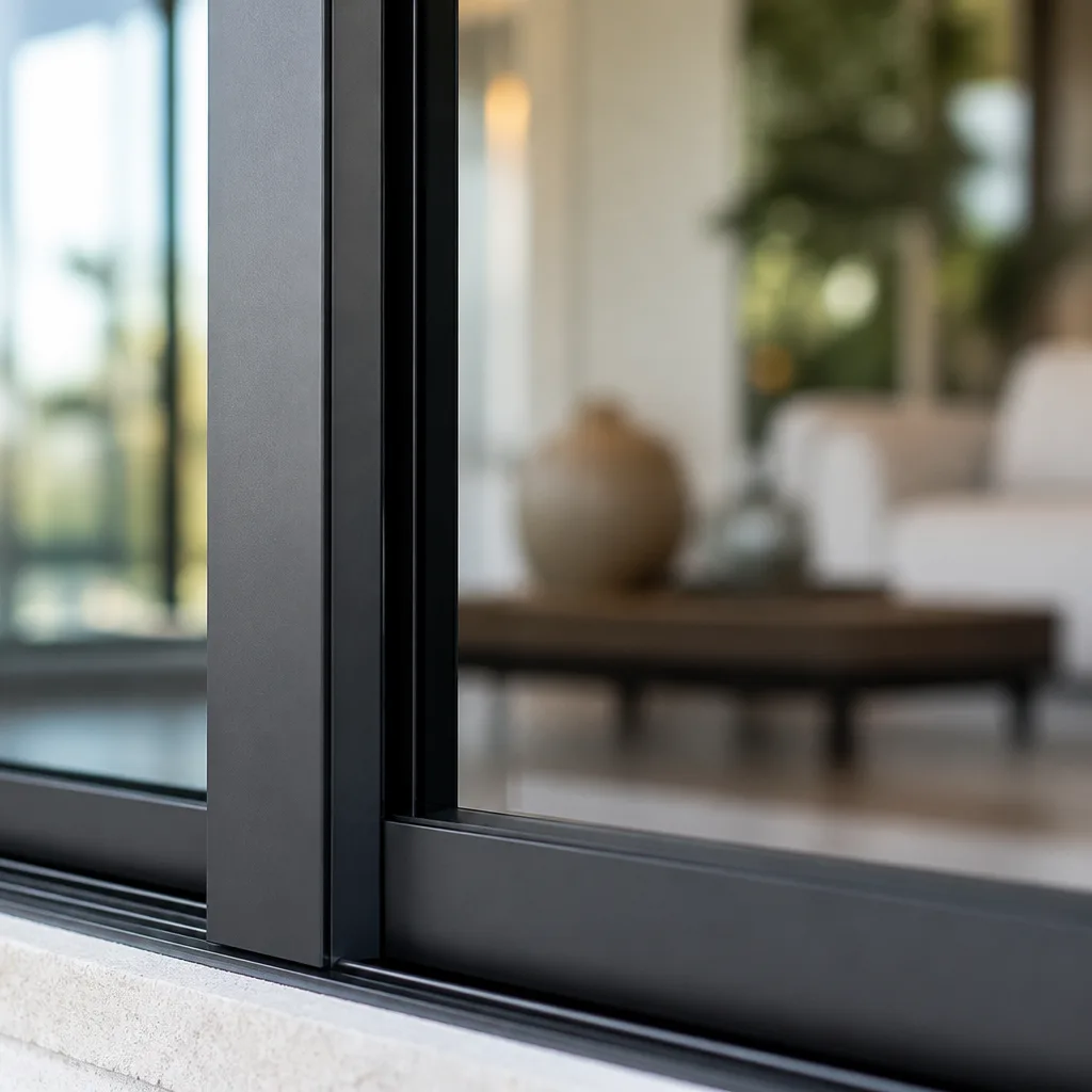 Modern matte black sliding glass door frame architecture nationwide