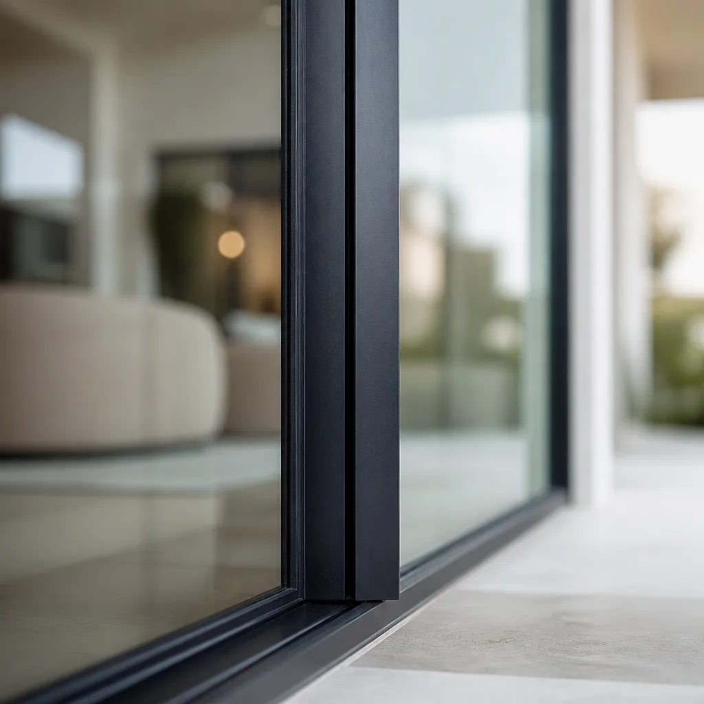 Modern black framed sliding glass patio door in Miami, FL