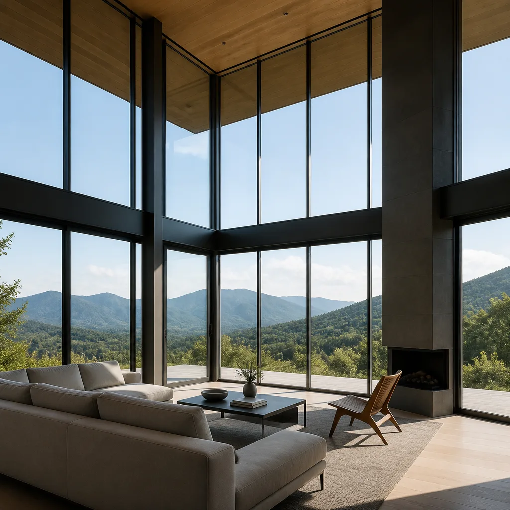 Modern floor-to-ceiling window installation in a contemporary living space
